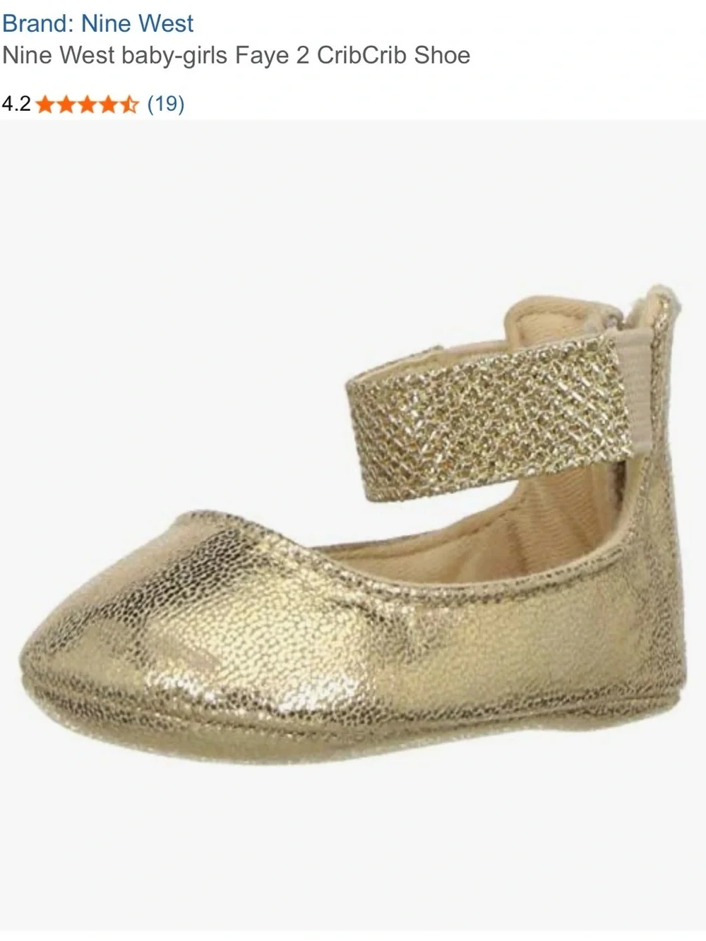 Nine West Baby Girl Faye 2 Ballet Mary Jane Shoes Gold Shimmer Baby Dress shoes